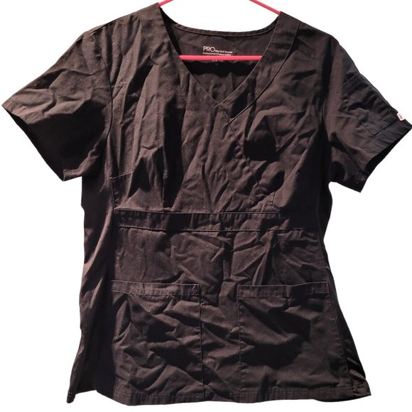 Medium PRO Body Flex Black Spandex Mock Scrub Top - Picture 1 of 8